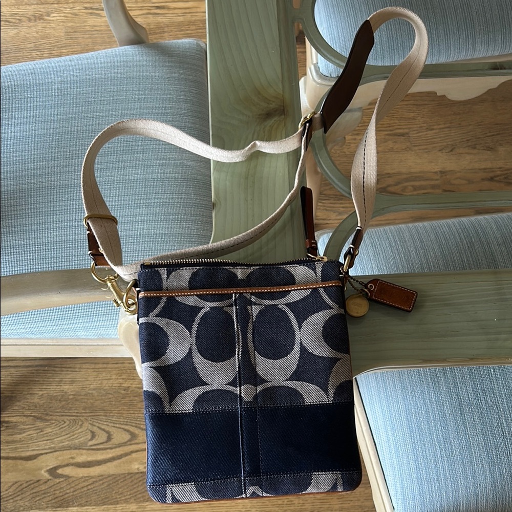 Coach Navy and Beige Crossbody Bag